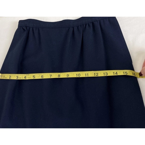 VTG Pendleton 100% Virgin Wool Midi Pencil Skirt Women 10 Navy Blue USA Classic - Picture 11 of 12